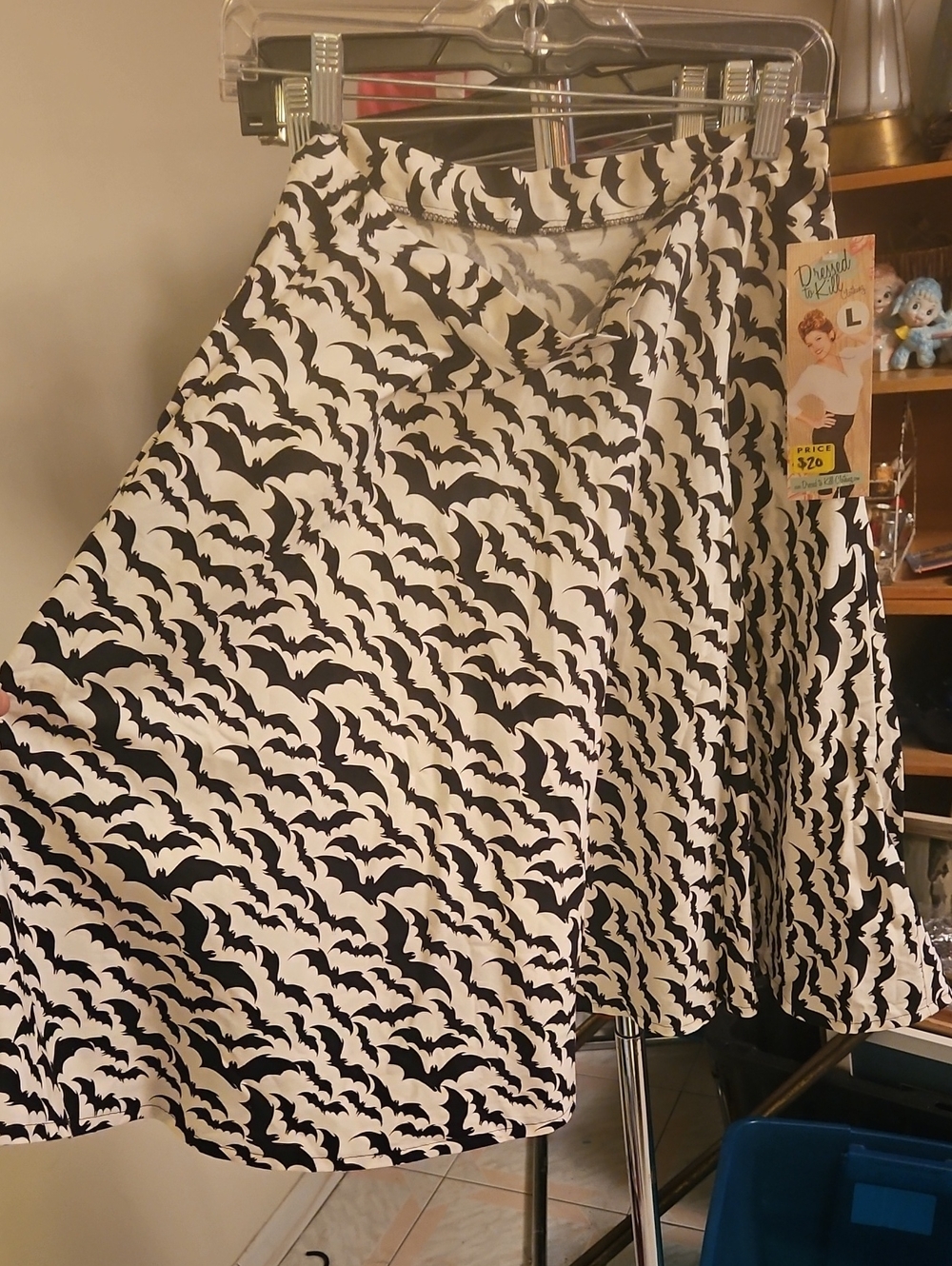 Bat Print Goth Retro Halloween A Line Skirt